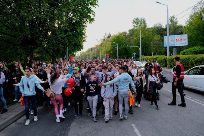 Przejście korowodu studenckiego ulicami Lublina